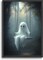 Cute Ghost Canvas Wall Art – Halloween Decor, Spooky Silhouette Haunted House Painting, Gothic Bedroom Decor, 12x16 Inch Unframed